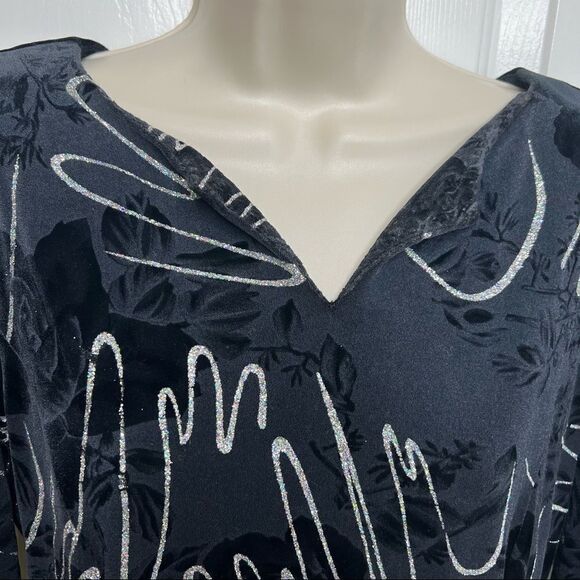 Vintage Betsy's Things Sample S/M Black Stretch Velour Silver Embellishments - Picture 8 of 11